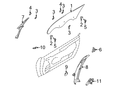 2001 Mitsubishi Eclipse Front Door Bolt Diagram for MF240024