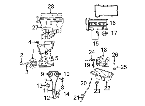 2010 Chrysler Sebring Engine Parts, Mounts, Cylinder Head & Valves, Camshaft & Timing, Oil Cooler, Oil Pan, Oil Pump, Crankshaft & Bearings, Pistons, Rings & Bearings Bolt-HEXAGON FLANGE Head Diagram for 6104179AA