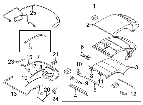 2013 BMW 128i Convertible Top Folding Top, Eh Diagram for 54347180135