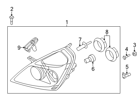 2014 Kia Sedona Bulbs Passenger Side Headlight Assembly Diagram for 921024D080