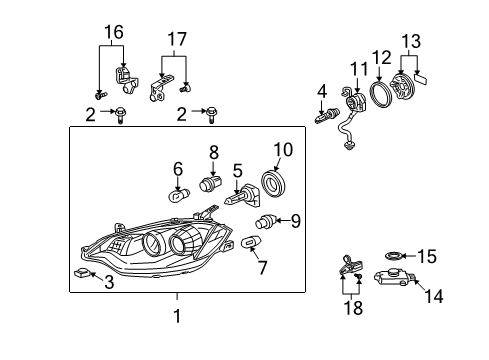 2012 Acura RDX Bulbs Headlight Unit Diagram for 33151-STK-A21