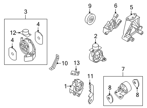 2005 Kia Amanti Belts & Pulleys Bracket Assembly-Engine Support Diagram for 21610-39005