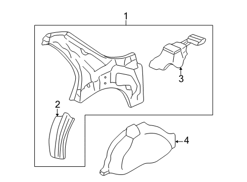 1997 Acura Integra Inner Structure - Quarter Panel Wheelhouse, Left Rear Diagram for 64730-ST8-A00ZZ