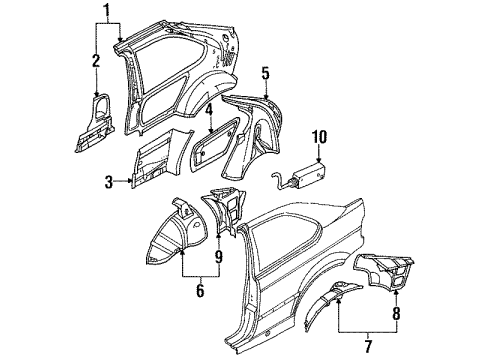 1997 BMW 318ti Inner Structure - Quarter Panel Section Of Left Rear Wheel Housing Diagram for 41148189981