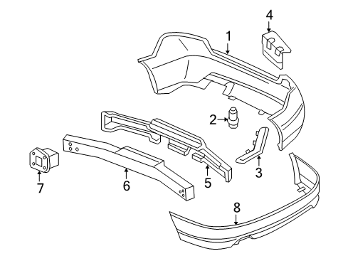 2010 Honda Civic Rear Bumper Absorber, RR. Bumper Diagram for 71570-SVA-A01