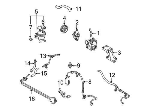 2005 Ford Escape P/S Pump & Hoses, Steering Gear & Linkage Power Steering Pump Diagram for 6L8Z-3A696-BA