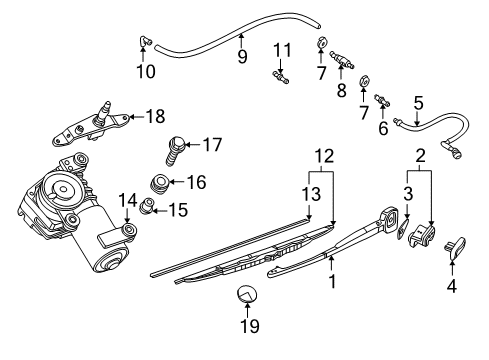 1999 BMW 528i Wiper & Washer Components Spray Nozzle With Hose Diagram for 61688224840