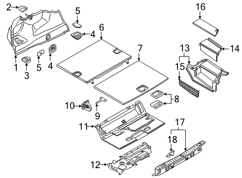 2020 BMW 745e xDrive Interior Trim - Rear Body Cover, Storage Compartment., Luggage Compartment., Left Diagram for 51477376499