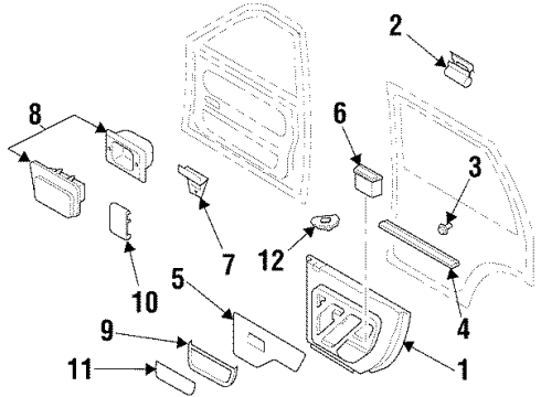 1995 Isuzu Rodeo Rear Door Bracket, Box Door Diagram for 8-94371-553-2