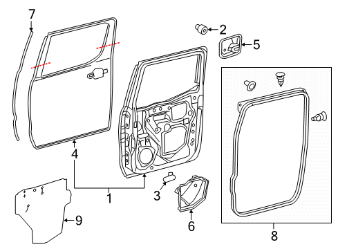 2021 Toyota Tacoma Door & Components Door Weatherstrip Diagram for 67872-04030