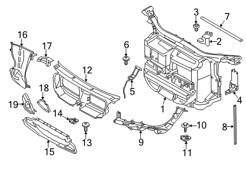 2013 BMW X1 Radiator Support Air Guidance, Top Front Diagram for 51642990178