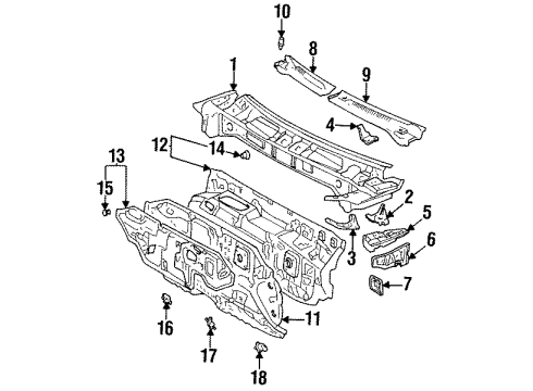 1995 Toyota Avalon Cowl Cowl Side Panel Diagram for 55706-07010
