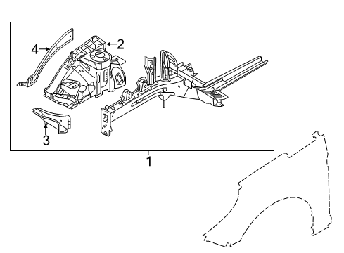 2018 Hyundai Sonata Structural Components & Rails Panel-Fender Apron Upper Outer Rear, RH Diagram for 64583-C1700