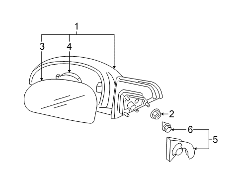 2004 Kia Spectra Mirrors Cover Assembly-Front Door QUADRANT Diagram for 876502F010