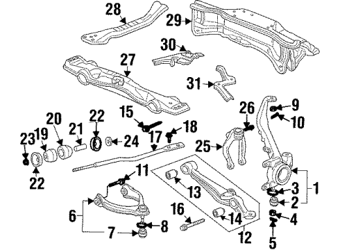 1997 Honda Prelude Front Suspension Components, Lower Control Arm, Upper Control Arm, Stabilizer Bar Knuckle, Left Front (Abs) Diagram for 51215-S30-901