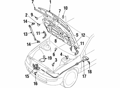 1997 Infiniti I30 Hood & Components Plug Diagram for 01658-00052