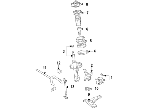 2015 Lexus NX200t Front Suspension Components, Lower Control Arm, Stabilizer Bar Front Axle Hub Sub-Assembly, Left Diagram for 43550-28030