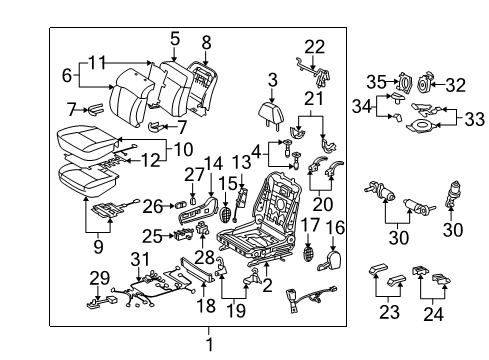 2011 Lexus GS460 Front Seat Components Seat Assy, Front RH Diagram for 71100-30P70-A5