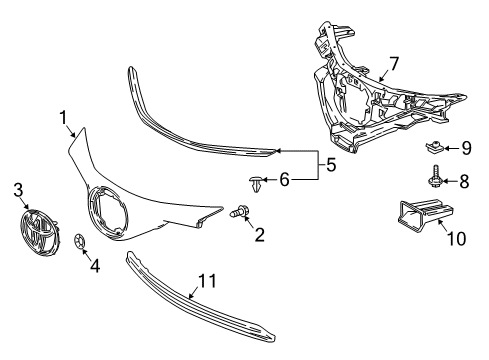 2019 Toyota C-HR Grille & Components Mount Frame Diagram for 53112-F4010