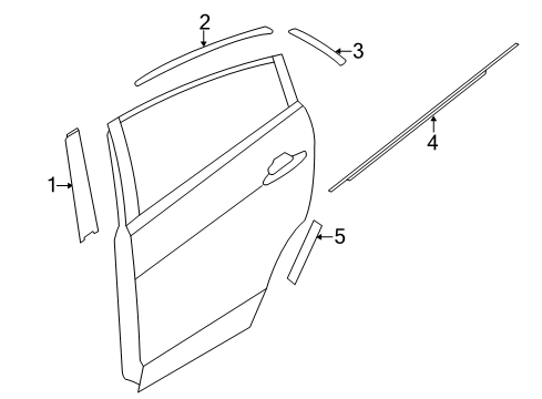 2019 Kia Rio Exterior Trim - Rear Door W/STRIP Assembly-Rr Dr B Diagram for 83210H9000