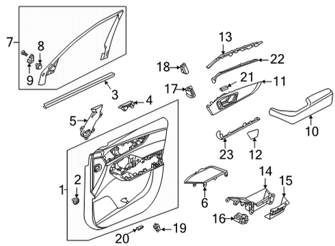 2022 Acura MDX Interior Trim - Front Door Accent Assembly Left, Front Diagram for 83554-TYA-A01