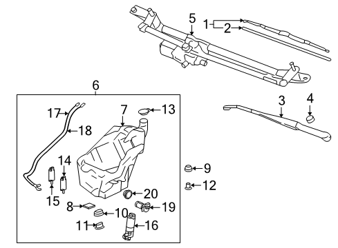2006 Chevrolet Trailblazer EXT Wiper & Washer Components Motor & Linkage Diagram for 19354908