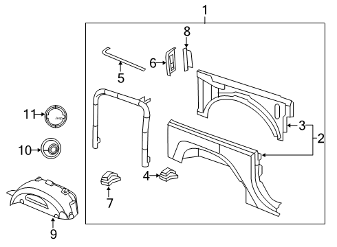 2015 Jeep Wrangler Quarter Panel & Components Door-Fuel Fill Diagram for 5043036AB