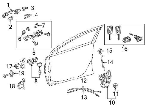 2019 Toyota Corolla Front Door Handle, Outside Diagram for 69210-47041-G3