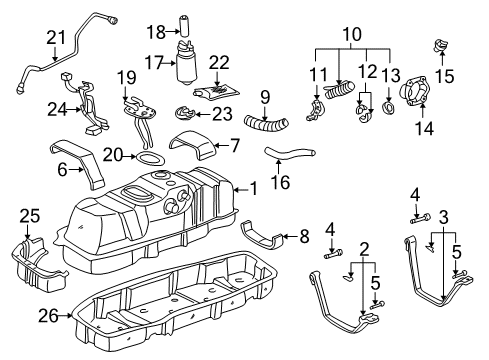 2003 Toyota Tundra Fuel System Components Suction Tube Diagram for 77203-0C050