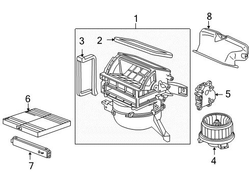 2014 Honda Insight A/C & Heater Control Units Blower Sub-Assy. Diagram for 79305-TM8-A41