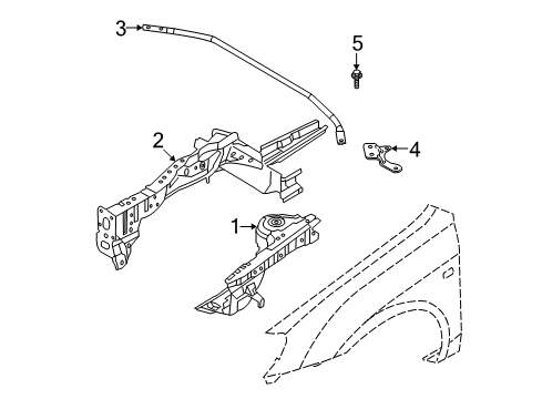 2007 Kia Spectra5 Structural Components & Rails Member Assembly-Front Side Diagram for 646012F010