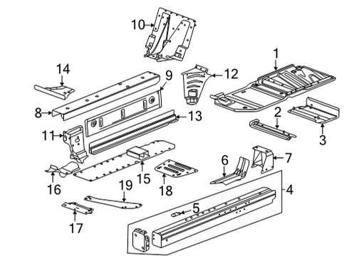 2020 Chevrolet Corvette Floor Side Rail Bracket Diagram for 84550250