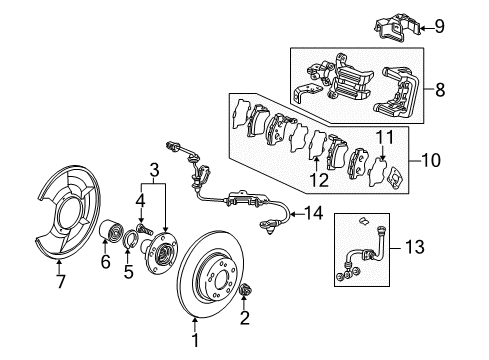 2002 Honda S2000 Brake Components Caliper Sub-Assembly, Right Rear (Reman) Diagram for 43018-S2A-013RM