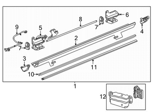 2022 Chevrolet Tahoe Running Board Step Bar Diagram for 84751097