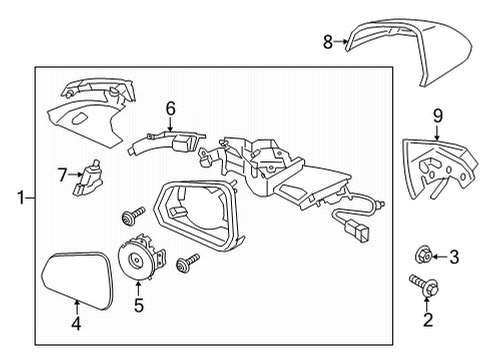 2021 Ford Mustang Mirrors Mirror Glass Diagram for FR3Z-17K707-D