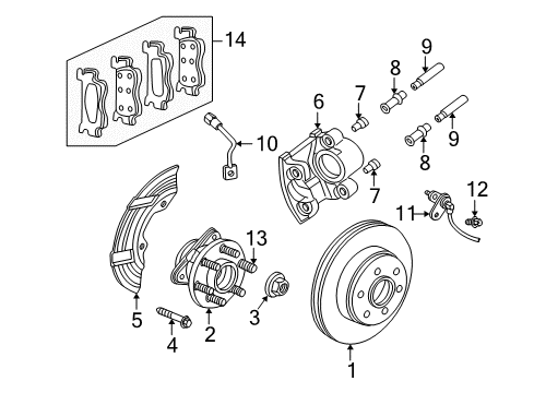 2003 Dodge Durango Brake Components Shoe Kit-Rear Disc Brake Diagram for 5093706AB