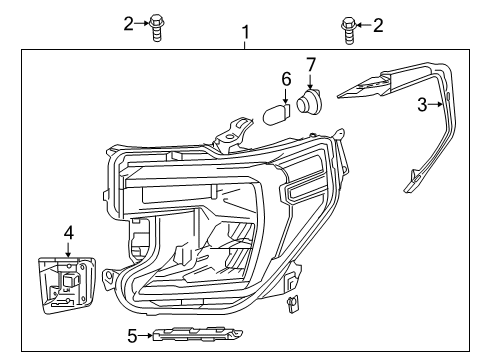 2021 GMC Sierra 1500 Bulbs Seal Strip Diagram for 84556716