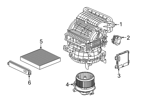 2019 Acura RDX Blower Motor & Fan Blower Sub-Assembly Diagram for 79305-TJB-A41