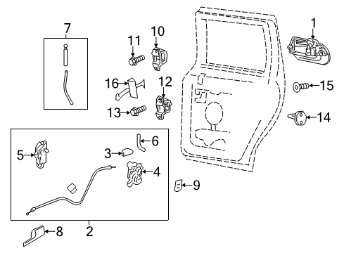 2009 Lincoln Navigator Rear Door - Lock & Hardware Handle, Outside Diagram for 9L7Z-7826605-AD