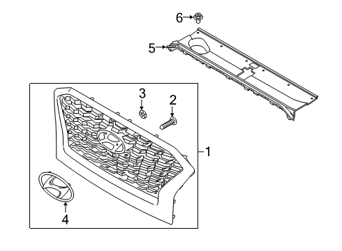 2020 Hyundai Palisade Grille & Components Radiator Grille Assembly Diagram for 86350-S8000