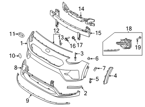 2020 Kia Niro EV Bumper & Components - Front Cap-Front Hook Diagram for 86517Q4000