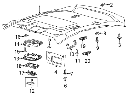 2016 Ford Focus Sunroof Headliner Diagram for DM5Z-5451916-BB