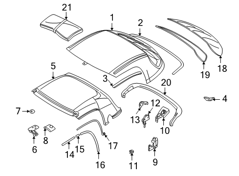 1997 BMW Z3 Top & Components Rail Rear Left Diagram for 54318397655