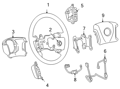 2011 Chevrolet Impala Steering Column, Steering Wheel Steering Wheel Diagram for 25857213