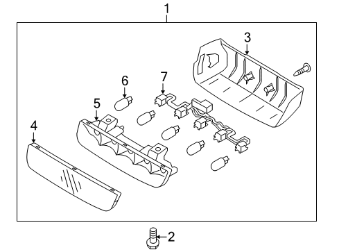2011 Kia Soul Bulbs High Mounted Stop Holder & Wiring Assembly Diagram for 927562K000