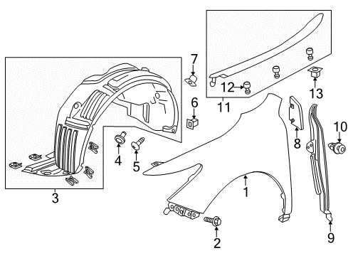 2015 Acura MDX Fender & Components Feeder, Right Front (Inner) Diagram for 74101-TZ5-A00