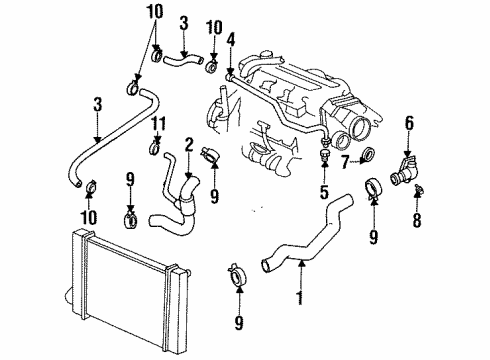 1998 Buick Skylark Radiator Hoses Fitting, Radiator Surge Tank Inlet Hose Diagram for 22584127