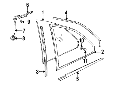 1998 BMW M3 Quarter Panel - Glass & Hardware Vent Window Drive Diagram for 67158353185