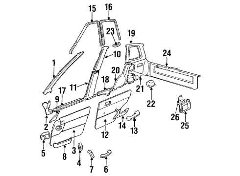 1989 Geo Metro Outside Mirrors COVER, Rear View Mirror Diagram for 96061463