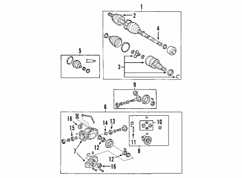 2010 Toyota RAV4 Rear Axle, Axle Shafts & Joints, Differential, Drive Axles, Propeller Shaft Differential Assembly Diagram for 41110-42042